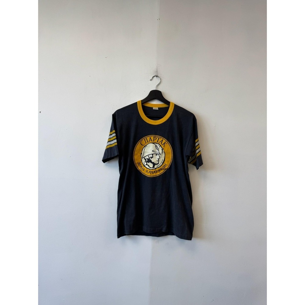 Vintage Spartak Shirt Mens Small Blue Velva Sheen Ringer Jersey Sports‎ Tee 80s